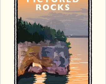 Landmark MI | Pictured Rocks National Lakeshore Art Print