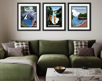 North Shore Minnesota Art Print Set, Lake Superior Wall Art, 3 Print Bundle