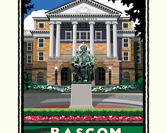 Wahrzeichen Wisconsin | Kunstdruck der Bascom Hall der Wisconsin Badgers, University of Wisconsin-Madison