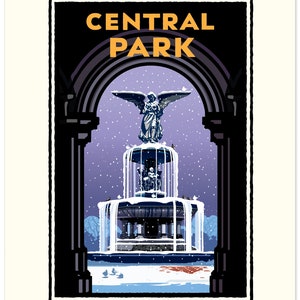 Landmark NY | Central Park Fountain Winter Art Print
