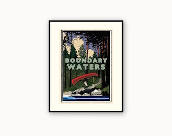 Boundary Waters Canoe Area Portage Art Print, Minnesota Wilderness, Cabin Wall Art