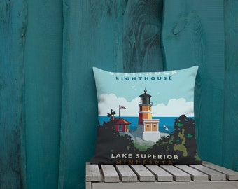 Landmark MN | Split Rock Lighthouse Throw Pillow