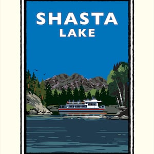 Landmark CA | Shasta Lake Houseboat Print