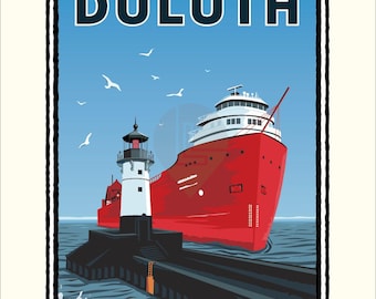 Landmark MN | Duluth Freighter Ship Art Print
