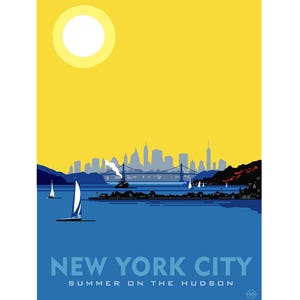 Marco NY | Arte impressa do horizonte de verão da cidade de Nova York