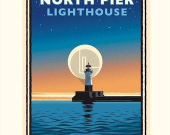 Landmark MN | Lake Superior North Pier Lighthouse Art Print