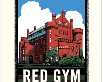 Landmark WI | Kunstdruck der roten Turnhalle der University of Wisconsin in Madison