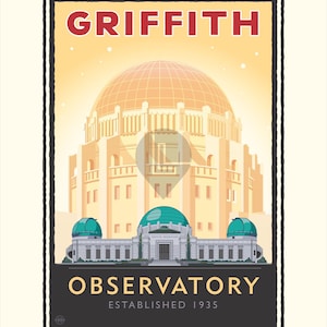 Landmark CA | Griffith Park Observatory Gold Art Print