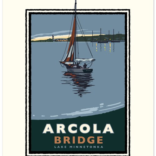 Landmark MN Lake Big Island Art Print Etsy