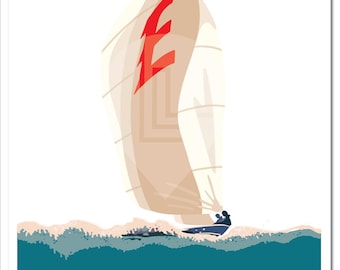 Great Lakes Sail Art Print Framed Art