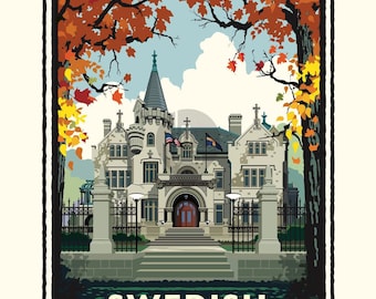 Landmark MN / Stampa artistica autunnale dell'American Swedish Institute