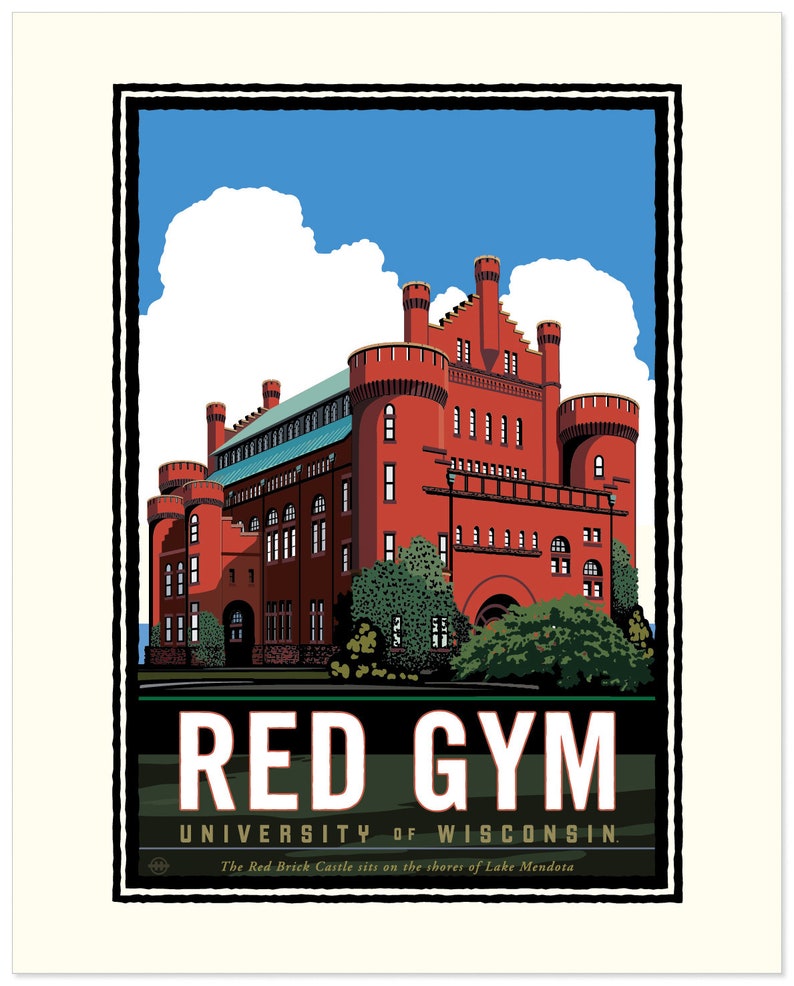 Landmark University UW Madison Red Gym Etsy