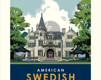 Landmark MN / Stampa artistica estiva dell'American Swedish Institute