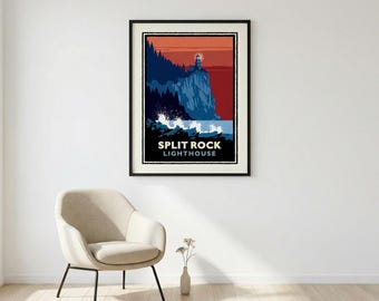 Split Rock Lighthouse Art Print – Minnesota North Shore Wall Art, Lake Superior Decor