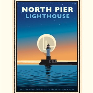 Landmark MN | Lake Superior North Pier Lighthouse Art Print