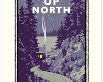 Landmark MN | Up North Cozy Winter Cabin Art Print