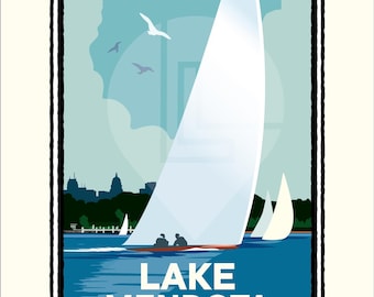 Landmark WI | Lake Mendota Sail Art Print