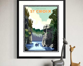 St Croix River Minnesota Art Print, Scenic Landscape Wall Art, Cabin Decor Poster