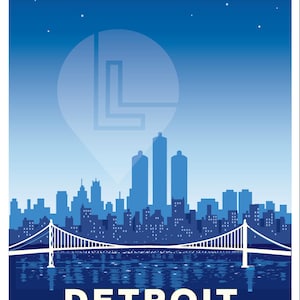 Detroit Motor City Michigan Art Print 18x24