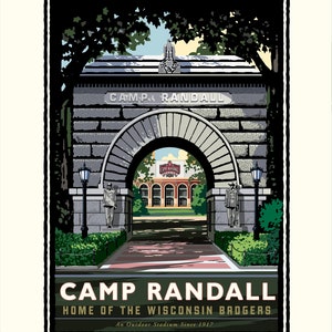 Wahrzeichen WI| Universität von Wisconsin Madison Badgers Camp Randall Arch Kunstdruck