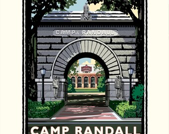 Landmark WI | University of Wisconsin Madison Badgers Camp Randall Arch Art Print