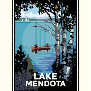 Landmark WI | Lake Mendota Canoe Art Print