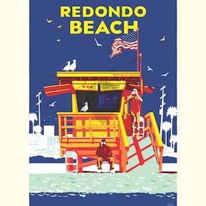 Wahrzeichen | Rettungsschwimmer Redondo Beach Kunstdruck