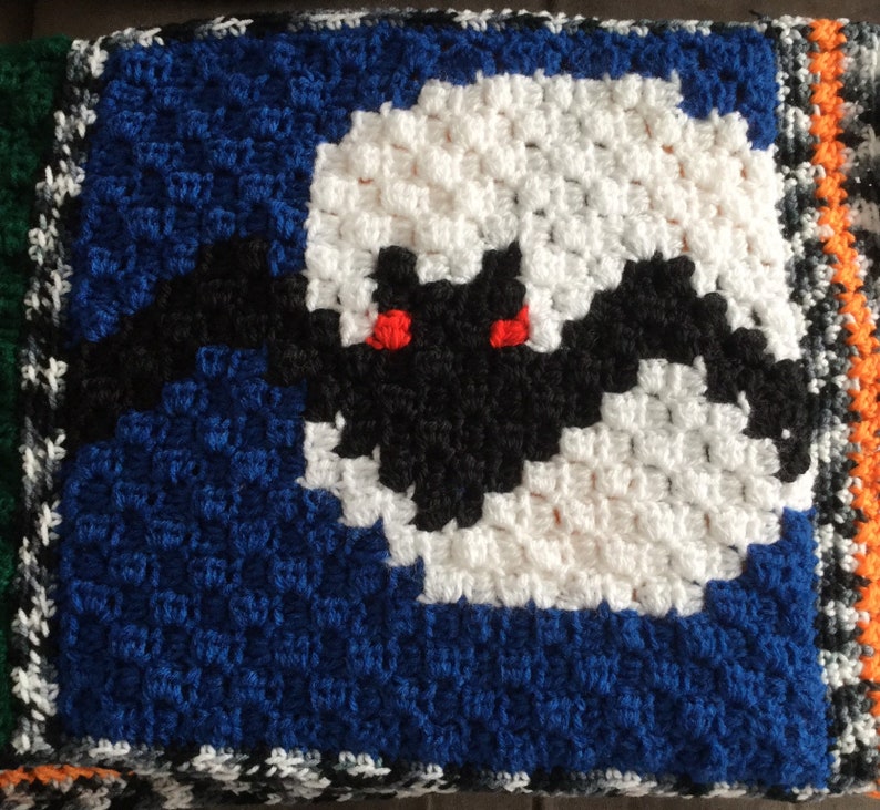 Large Handmade Crochet Happy Halloween Blanket