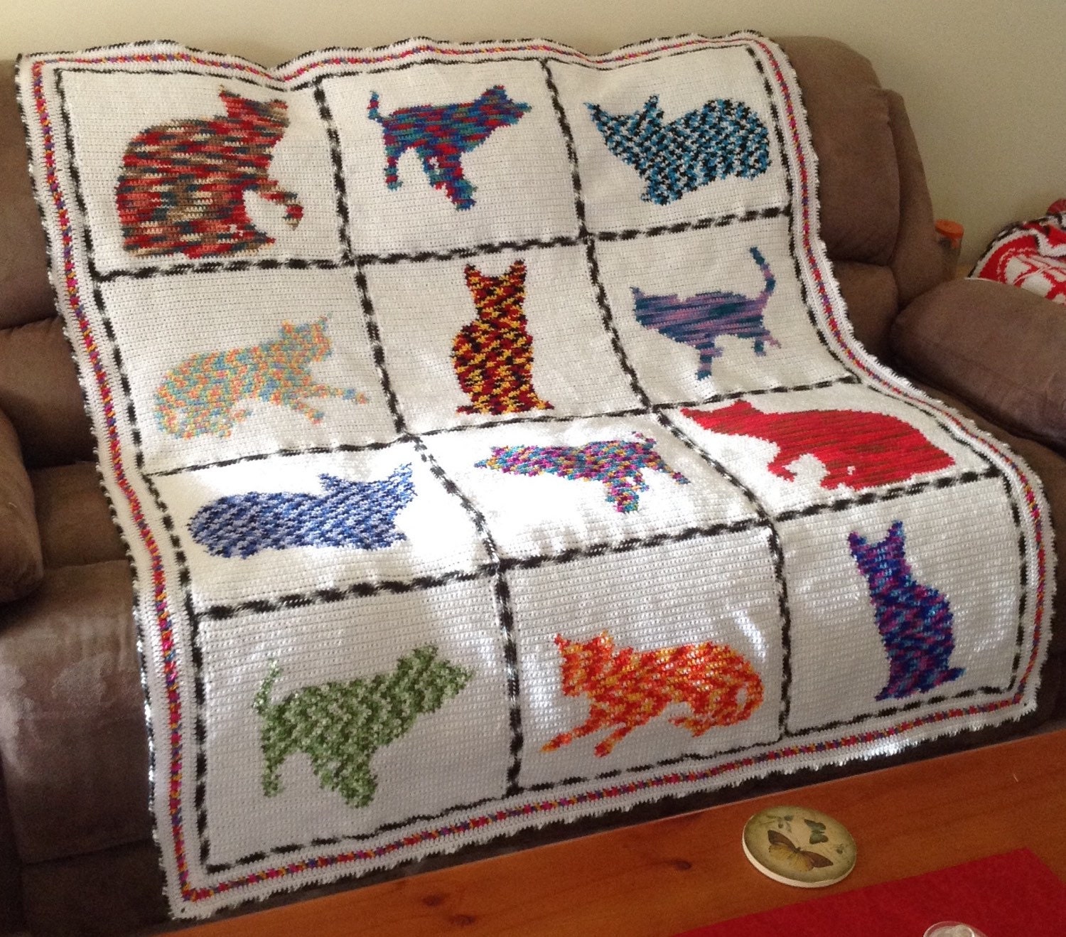 Handmade Crochet Variegated Cats Blanket Etsy