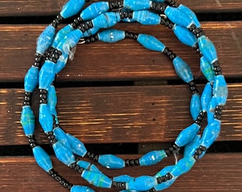 WRAP ROUND COIL Paper Bead Bracelet! Recycled Paper Trash From Africa! Handmade by Women Refugees in Uganda.