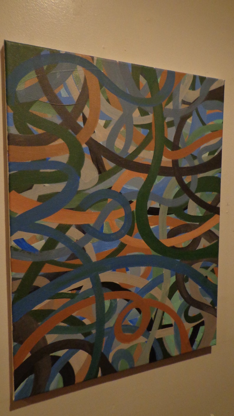 The Jungle Wall Art Abstract Acrylic Painting Multi Color Bright Tones