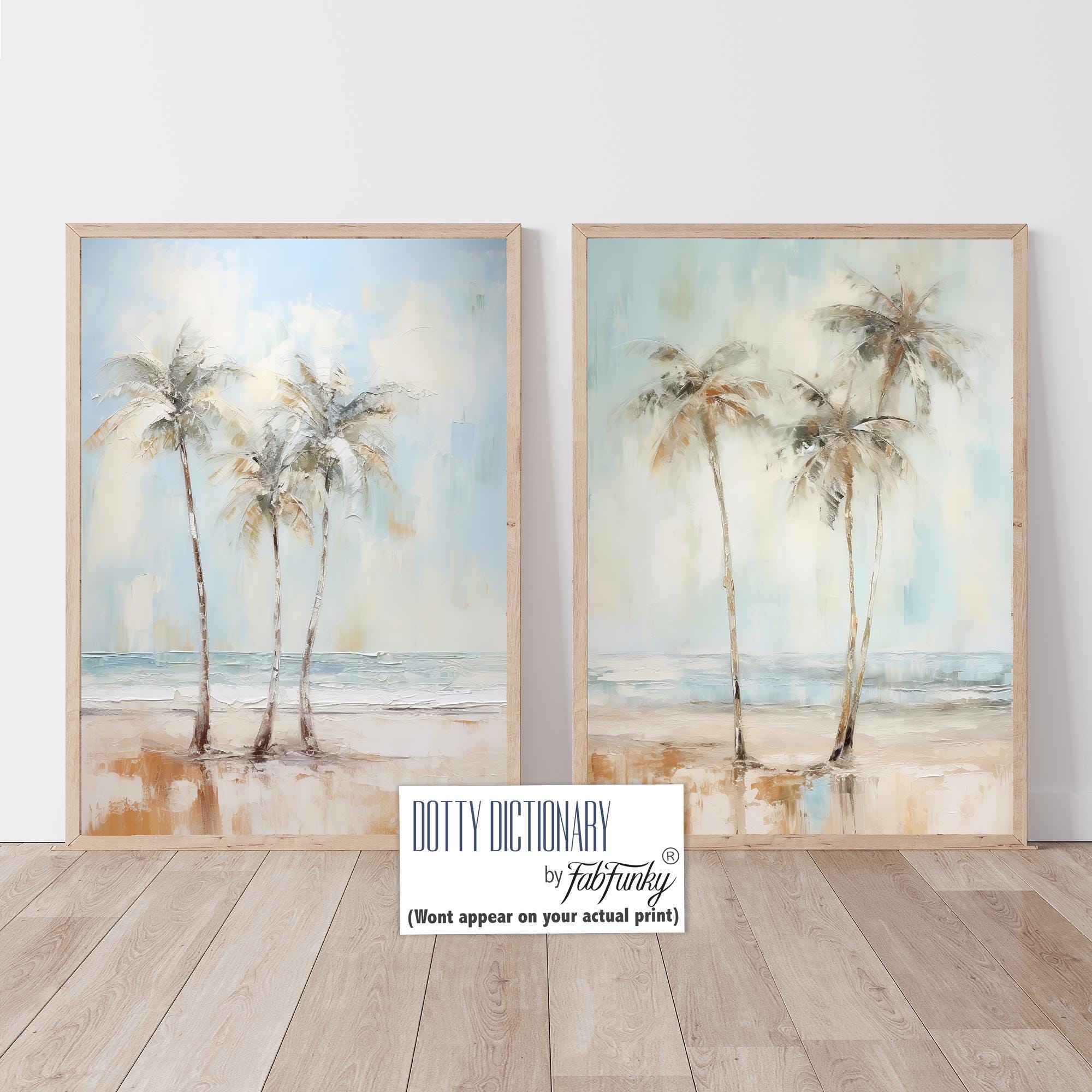 Palm Tree Island Prints, Set of 2 Florida Coastal Wall Art, Florida Beach Paintings, Beach Palm Tree Print, Modern Tropical Beach wall artt