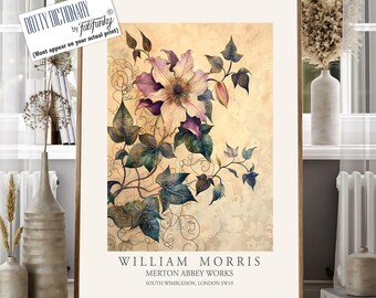 William Morris Clematis Flower Print, Vintage Botanical Art