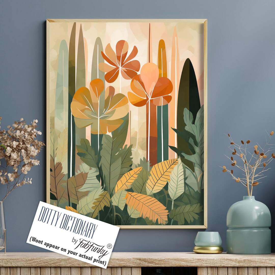 Modern Abstract Boho Botanical Art Print, Mid Century Modern Desert ...