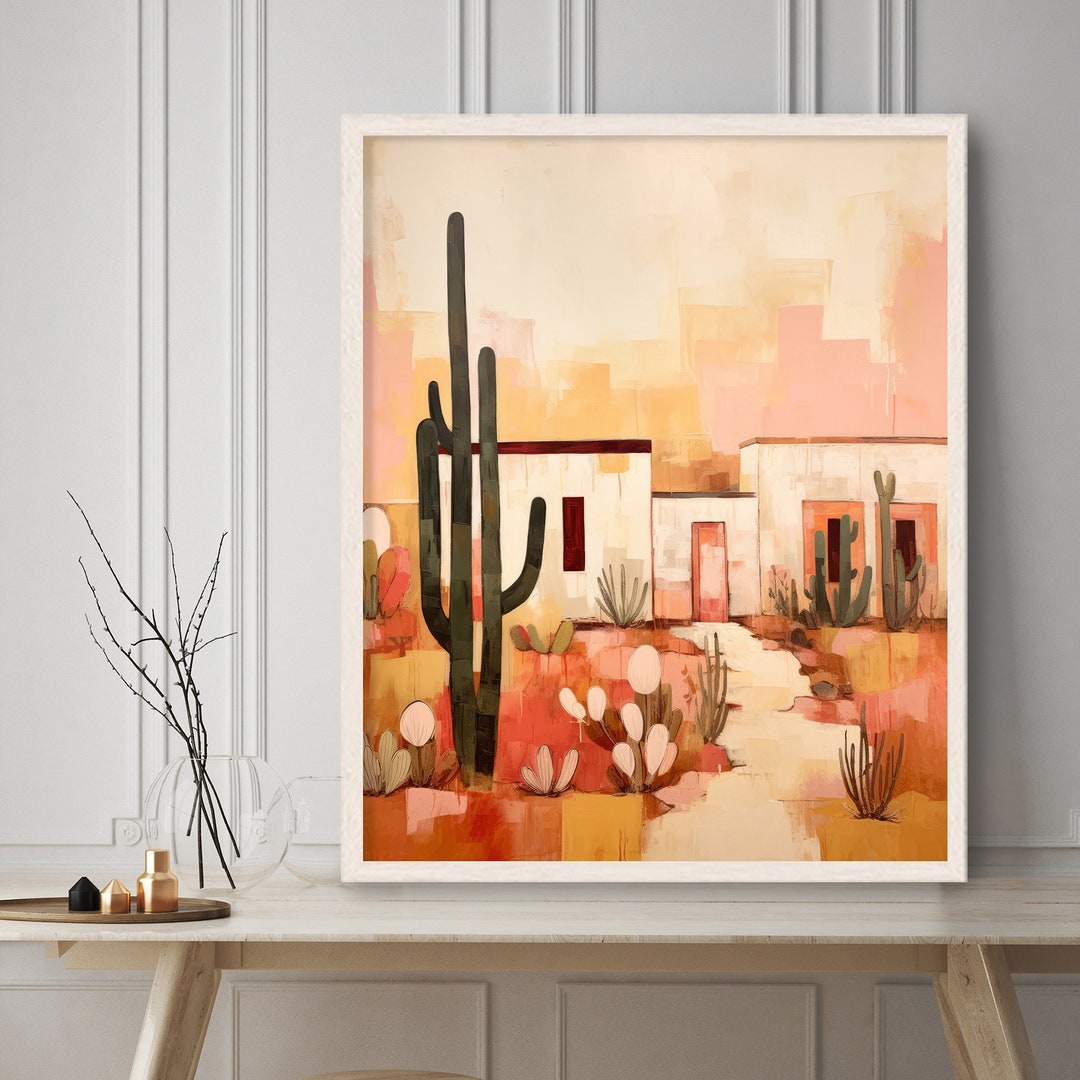 Southwest Art, Adobe House Print, DIGITAL DOWNLOAD, Mid Century Modern