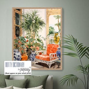 Chinoiserie Ginger Jar Watercolour Art Print, Whimsical Grandmillenial Art Print, Topiary wall art, Tropical Garden Room