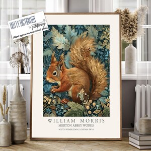 William Morris Style Red Squirrel Botanical Art Print