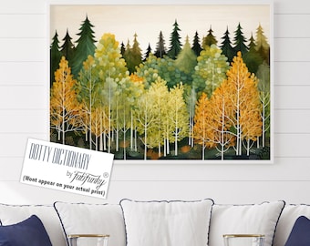 Forest Art Print, Scandinavian Style Nature Wall art, Nordic Forest Poster, Forest Prints, Modern Forest Landscape Painting, lakehouse decor