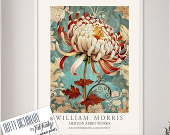 William Morris Chrysanthemum Print, Vintage Floral Wall Art