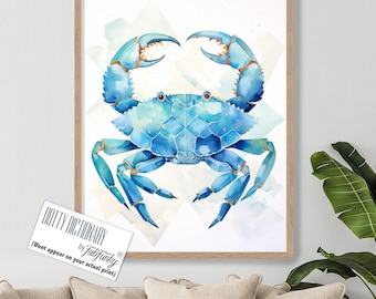 Blue Crab Giclée Art Print, Maryland Nautical Wall Decor