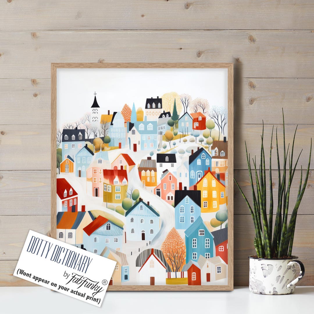 Scandinavian Village, Swedish Wall Art, Modern Nordic Home Decor ...