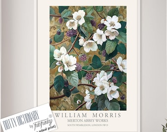 William Morris Style Floral Print, Blackberry Bush Botanical Art