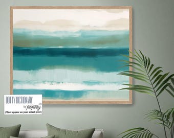 Turquoise Coastal Giclée Print, Abstract Seascape, Framed Canvas Art