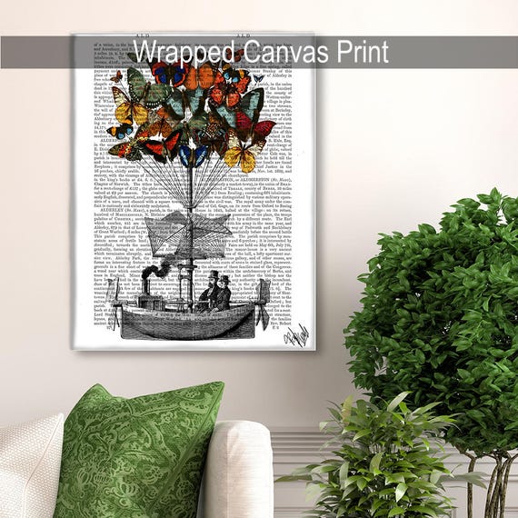 Butterflies Art Butterfly Airship Hot Air Balloon Balloons Butterfly Print Digital Print Butterfly Wall Decor Rustic Home Decor Uk Shop