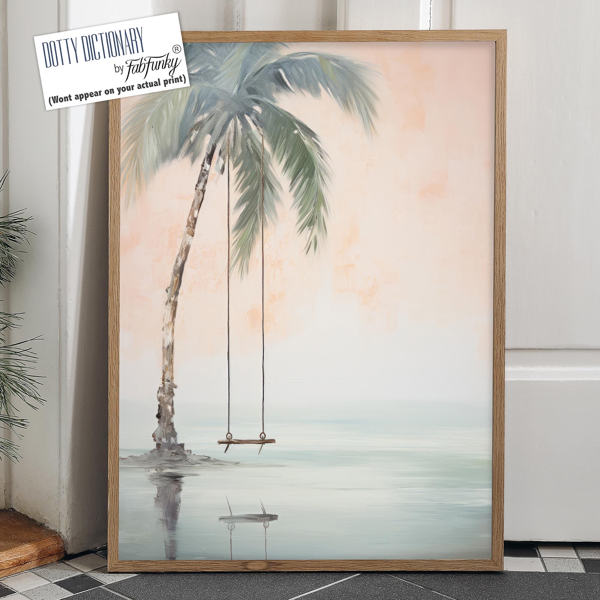 Palm Tree Swing Giclée Print, Coastal Beach Wall Art - Etsy