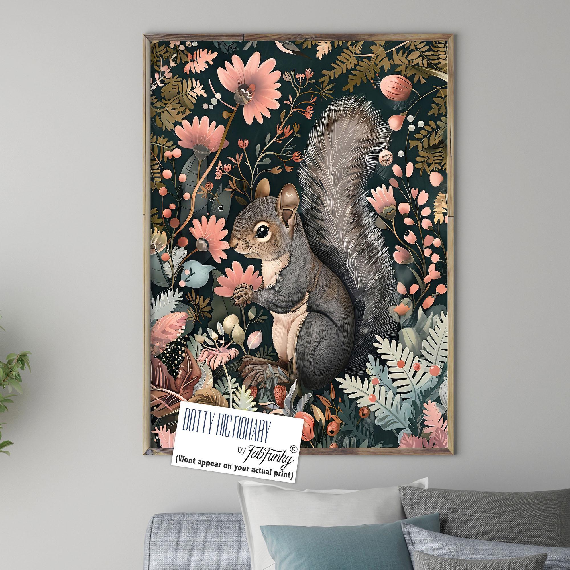 Squirrel Art Print, William Morris Style, Floral Woodland Decor - Etsy