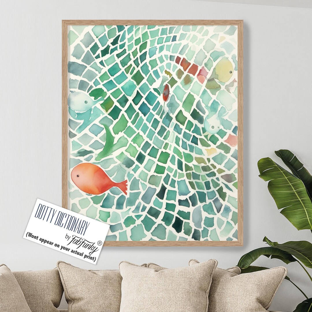 Modern Watercolor Coastal Prints. Fish Wall Art Posters