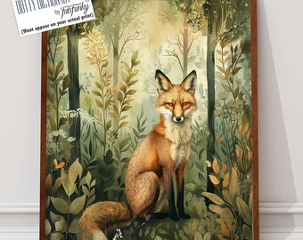 William Morris Style Fox Art Print, Botanical Woodland Animal Poster