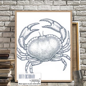 Modern Coastal Home Crab Art Print, Blue White minimalist Wall Art, Maryland Crab Print, Blue Crab Decor, Bathroom wall art, beach decor