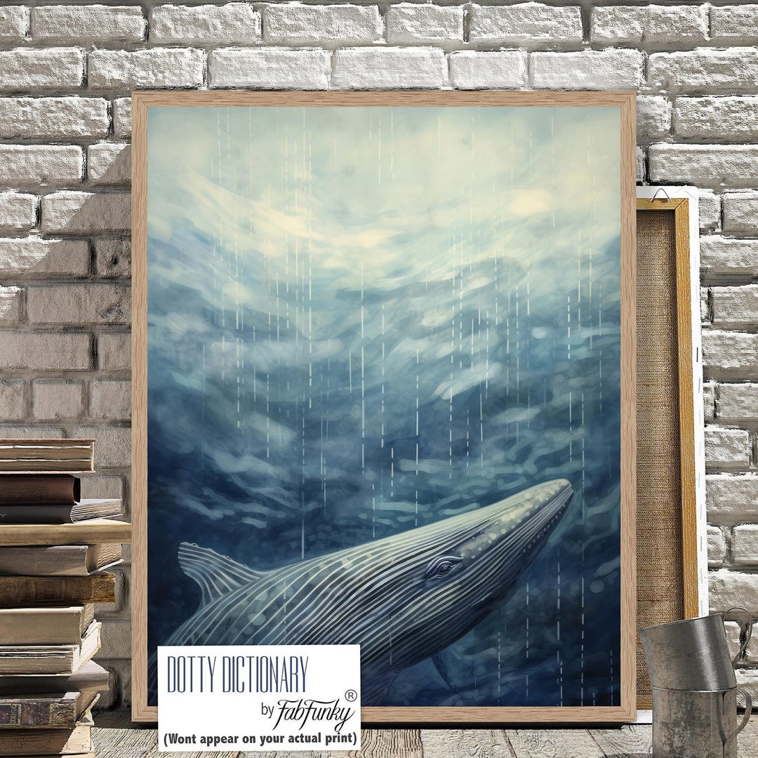 Modern Coastal Home Whale Art Print, Blue Whale Wall Art, Bathroom ...